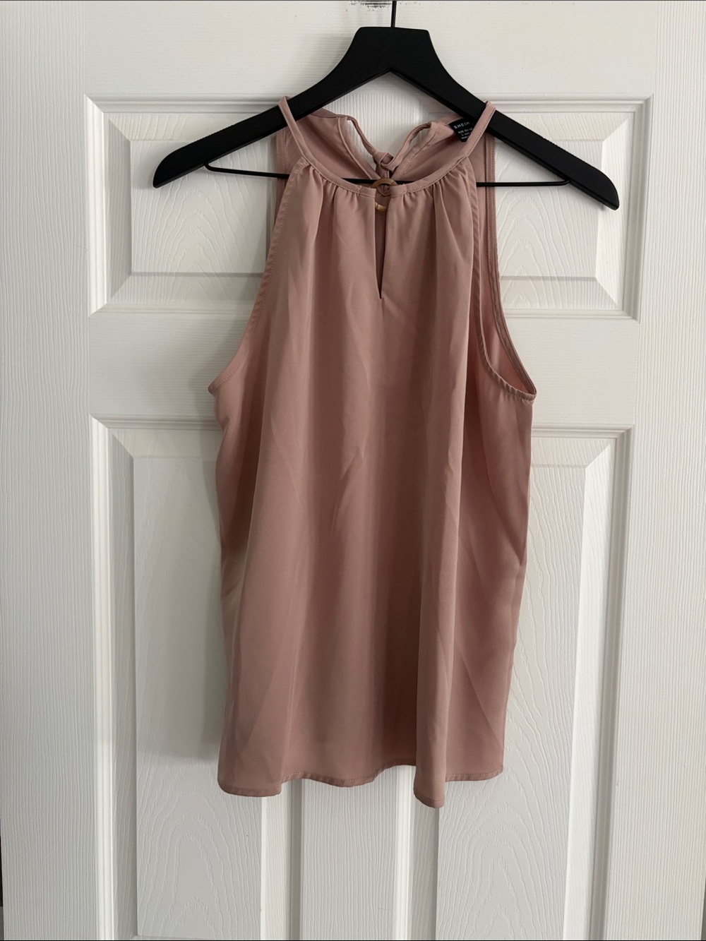 SHEIN tan Halter Neck Sleeveless Blouse